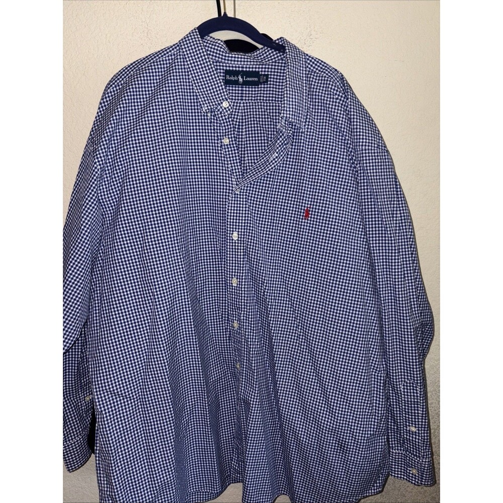 Polo Ralph Lauren Oxford Shirt 3XB 3XL XXXL 3X Big Blue Pony Gingham Preppy